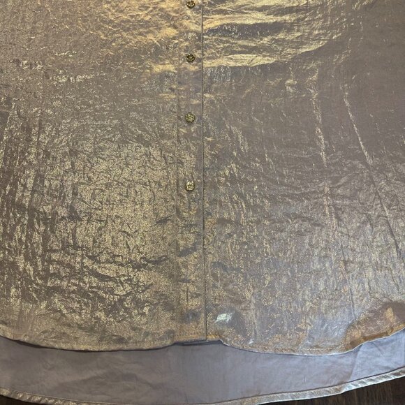 Calvin Klein Metallic Blouse Women's Plus Size 3X Roll Tab Sleeves Button Front - Picture 10 of 11